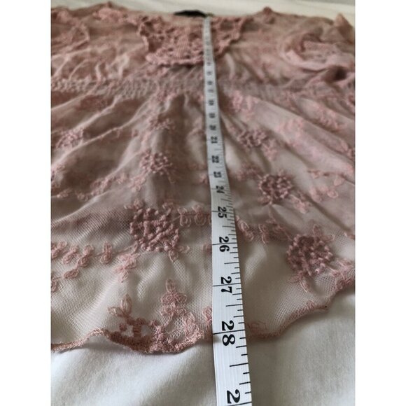 HeartSoul Womens Sheer Lace Mesh Boho Chic Blouse 2X Petal Pink Bohemian Coastal - Picture 8 of 8